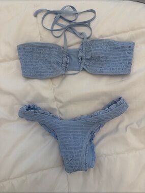 Neena Swim Light Blue Smocked Bikini Set